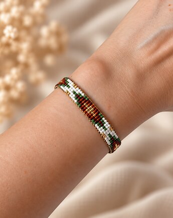 Bransoletka ETNO - boho - koraliki Miyuki, Greenmoon Handmade