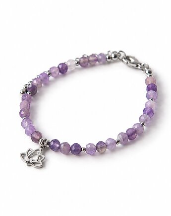 LOTUS bransoletka z kamieni - ametyst - kwiat lotosu, Greenmoon Handmade