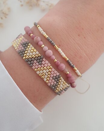 Komplet bransoletek z rodonitem, LEI handmade