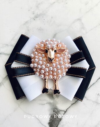 Brosza z niesamowitą Owieczka z perełek New, Pudrowy Różowy