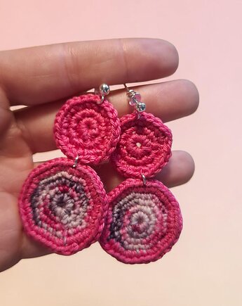 "Fuksja" kolczyki szydełkowe srebro sztyfty, Ciotka Matylda