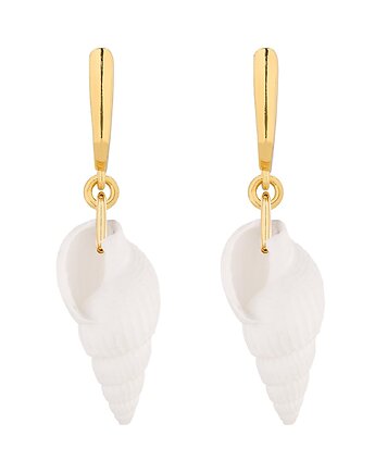 Złote kolczyki z białymi muszelkami, SOTHO