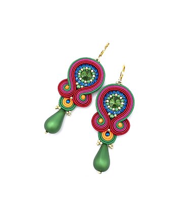 Kolczyki sutasz kolorowe barwne energetyczne Florina z łezką, Katrina Rossa