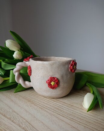 Ceramiczny kubek z motywem kwiatów, Ceramic Reve
