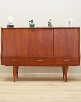 Highboard tekowy, duński design, lata 60, produkcja: Dania, Przetwory design