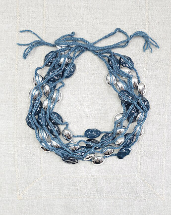 6188 Granatowo-srebrny naszyjnik, kama4you