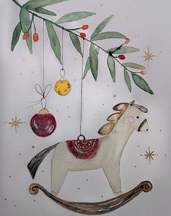 Oryginalna akwarela. Konik na biegunach A5, Malgorzata Domanska