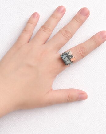 S A L E :UNIKATOWY pierścień z żywicy INKY COLORS, kaktusia