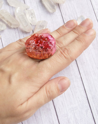 S A L E : UNIKATOWY pierścień z żywicy INKY FRUIT, kaktusia