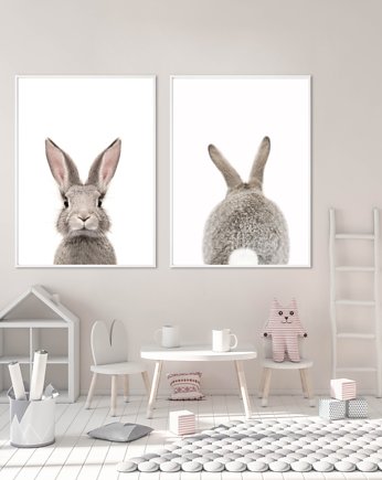 DWA PLAKATY do pokoju dziecka KRÓLIK ZAJĄC, black dot studio