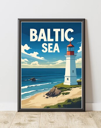 PLAKAT retro Morze BAŁTYCKIE ilustracja  plaża morski, black dot studio