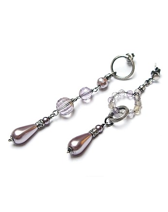 Kolczyki Wianki ametrine - mauve  /asymmetric/, Katia i krokodyl