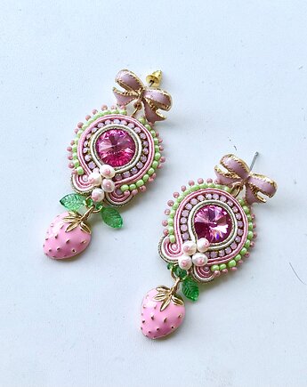 Sutaszowe kolczyki STRAWBERRY pink, Sylwia Żak