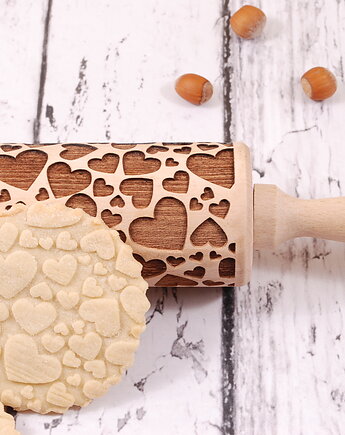 HEARTS - grawerowany wałek do ciasta, MOOD for WOOD