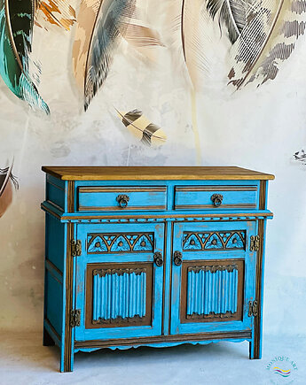 Komoda z wzorami, kolorowa, oryginalne uchwyty , meble artystyczne, unikat, art, Monique Art