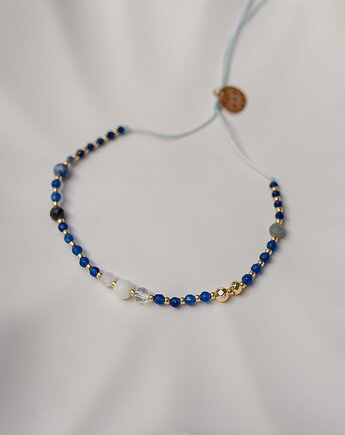 Niebieska bransoletka z Jadeitem Szafirem i Sodalitem, w hand works