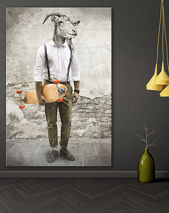 OBRAZ NA PŁÓTNIE - Kozioł , koza- 80x120cm, NOWdeco