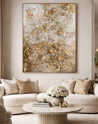 Ręcznie malowany autorski obraz strukturalny 3D płaskorzeźba XXL, Diana Abstract Art