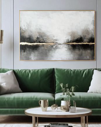 ZŁOTA LINIA CISZY  Ręcznie malowany obraz ze złotem 100x70 cm, Anna Jatczak Art