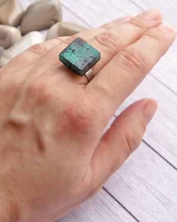 S A L E :UNIKATOWY pierścień z żywicy INKY COLORS, kaktusia