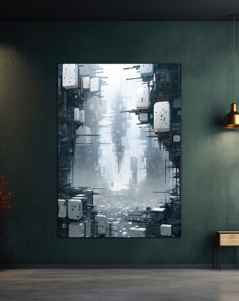 Futurystyczna Japonia, Cyberpunk - Plakat - Loft, Minimalizm, Black Sapphire Art