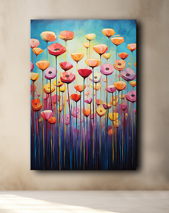 Polne kwiaty - Plakat - Olej, Boho, Abstrakcja, Black Sapphire Art