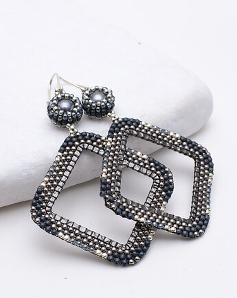 Ręcznie szyte kolczyki srebrne Luna, mdesign