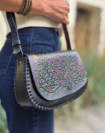 Torebka skórzana ręcznie robiona Elisa Czarna, SempreArte