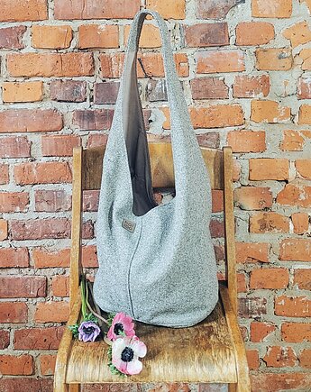 Boogi Bag beżowa  torba hobo w stylu boho, hairoo