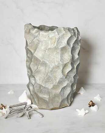 Duży wazon na kwiaty, ręcznie rzeźbiony obiekt ceramiczny, styl wabi sabi, umi ceramika