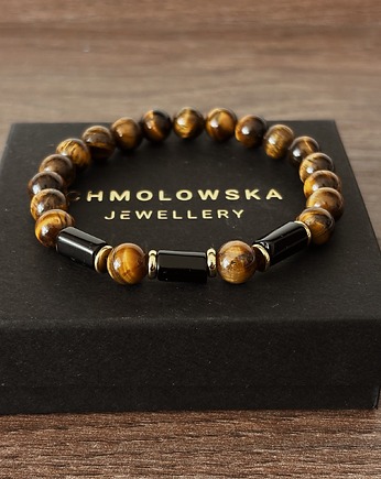 Bransoletka męska Tygrysie oko i Turmalin, Chmolowska Jewellery