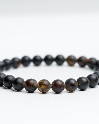 CZARNA bransoletka męska bursztyn bałtycki