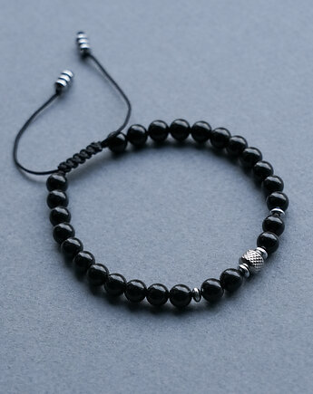 Męska bransoletka z onyksu i stali