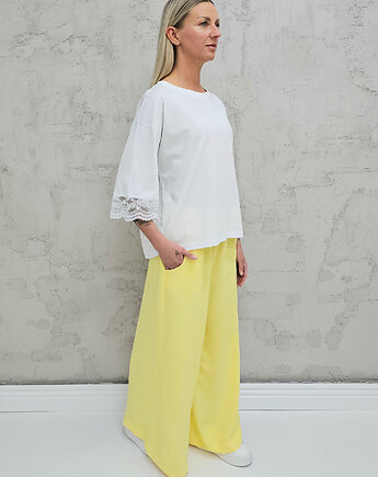 Bawełniana bluzka oversize rękaw koronka, Ablush