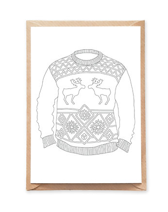 Pocztówka do Kolorowania Sweter Świąteczny, Anna Grunduls Design