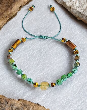 SUKCES - amulet - turkus, cytryn, tygrysie oko, hematyt, kaktusia