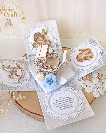 Exploding box chrzest, roczek, narodziny, prezent "BabyBoy" GOTOWY, Lulaczkowo