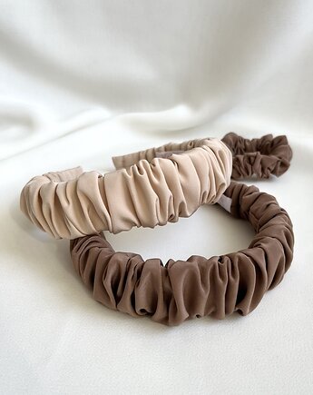 Zestaw 2 marszczonych opasek do włosów - Lulu i Cappuccino, Volie Line