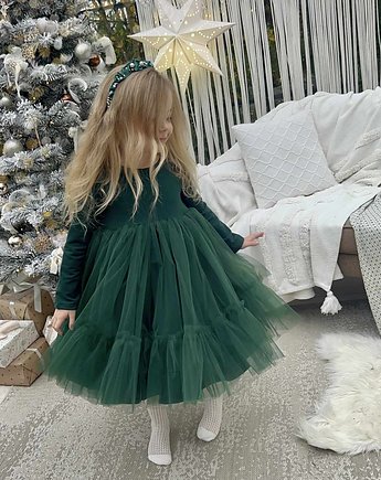 Sukienka Dresowa Zielona Tiulowa, FajnieUbieramy
