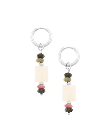 Kolczyki koła z kamieniami miłości i równowagi - srebrna stal szlachetna, Kulka Bransoletki