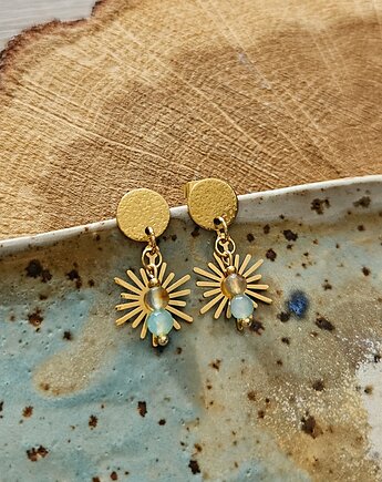 Kolczyki z agatem i zawieszką słońce, REVEAL