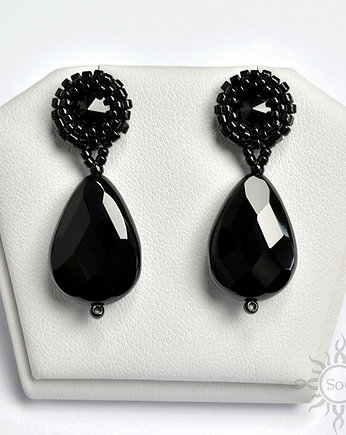 Kol II, eleganckie kolczyki z onyksem, beading, Sol