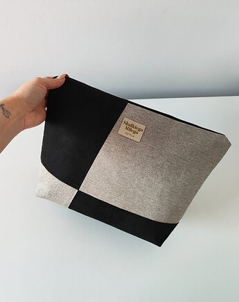 Duża Kosmetyczka Patchwork F I V E - kosmetyczka z nubuku i tkanina plecionej, Słodkiego Miłego Szycia