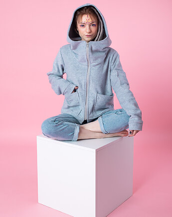 Kurtka wełniana z podszewką , duży kaptur, NavahoClothing