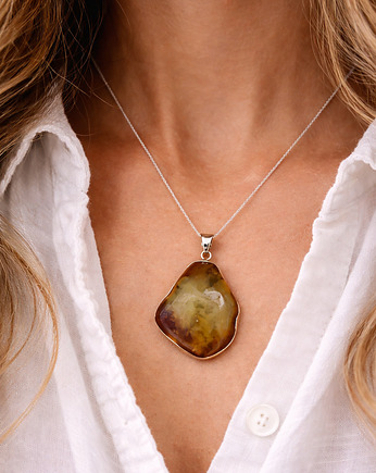 Unikatowy wisior z bursztynu bałtyckiego i srebra - Zawieszka bursztynowya, Amber Charm