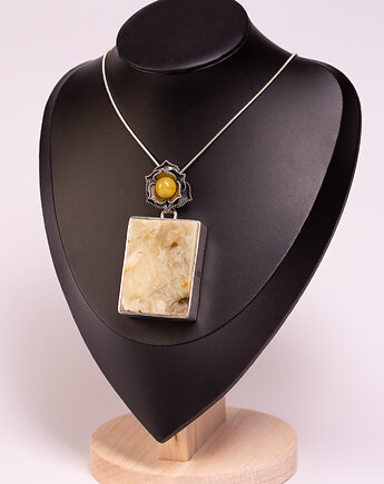 Wisior srebrny z naturalnym bursztynem bałtyckim, Amber by Baco