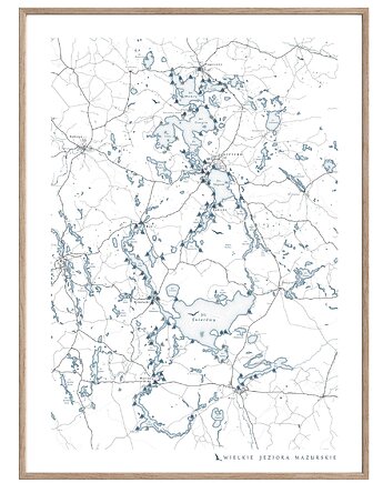 Plakat MAZURY Wielkie Jeziora Mazurskie Szlak Jezior (porty, mariny), maps by P