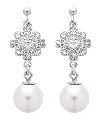 Srebrne kolczyki z perłami SWAROVSKI CRYSTAL, SOTHO