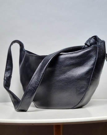 Rogalik średniej wielkości skórzana torebka wiązana na supeł, Łagoda