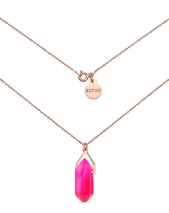 Naszyjnik z małym agatem w kolorze fuksji w różowym złoceniu, SOTHO